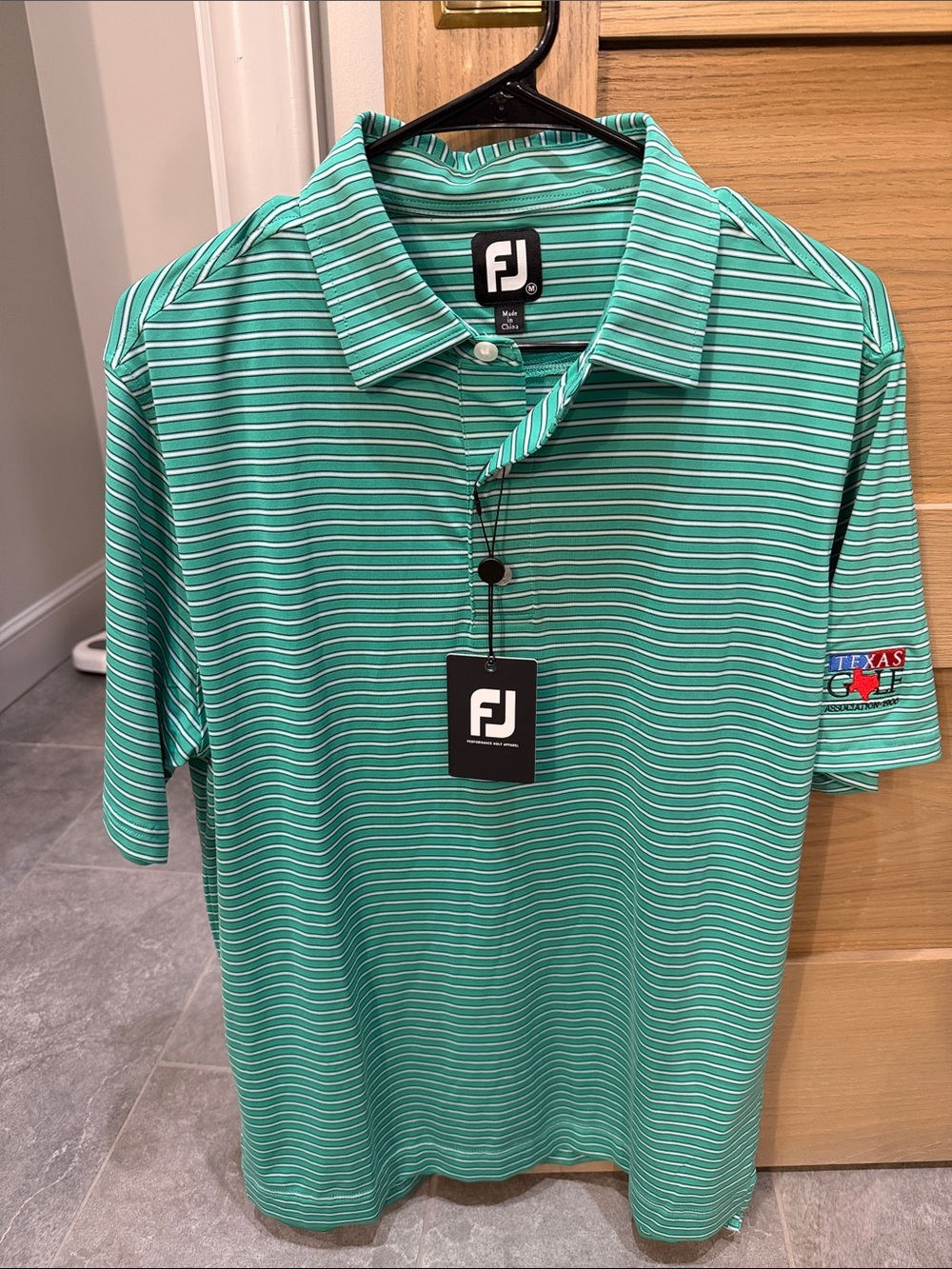 FootJoy Teal and White Striped Performance Polo